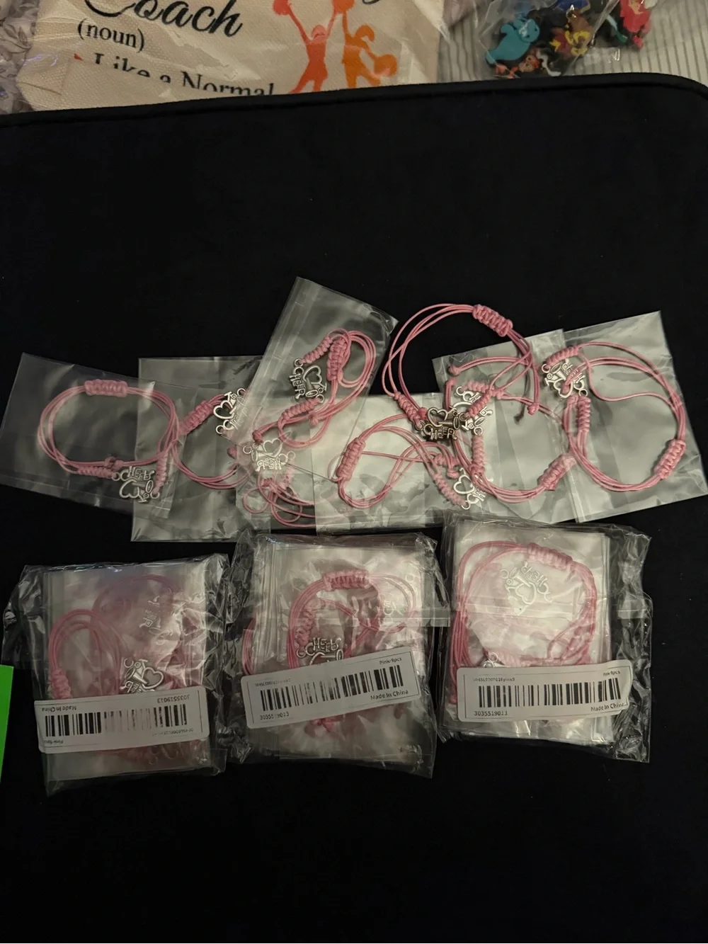 Pink & White Adjustable Cheer Charm Bracelet - Kids Accessories cheer bundle